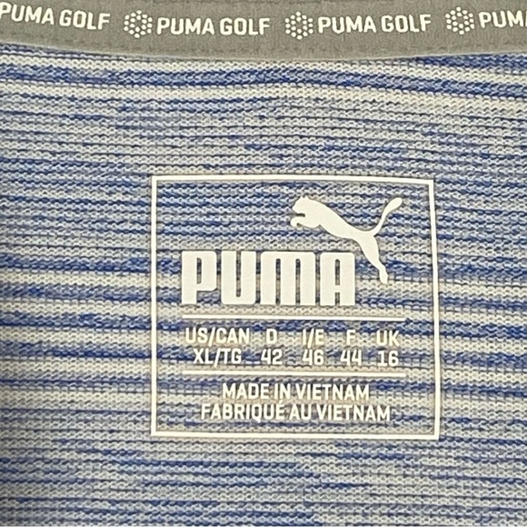 Puma Dry Cell Golf Shirt Light Blue Stripe Sz XL - Picture 6 of 9